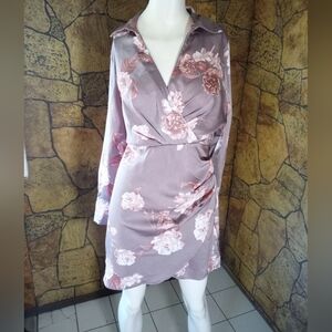 Black Tape_ Pink and Brown Floral Dress